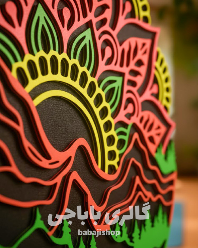 تابلو هنری لایهای با طرح طبیعت و ماندالا